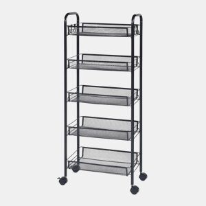 Carro de cozinha Tromsø com 5 cestos em aço 103x44x26cm - Preto en.casa