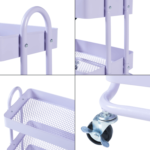 Carrinho de serviço Pyhäntä com 3 cestos em aço 79 x 46 x 35 cm - Roxo en.casa