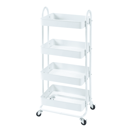 Carrinho de serviço Pyhäntä com 4 cestos em aço 104 x 46 x 35 cm - Branco mate en.casa