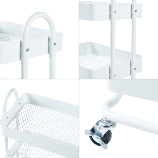 Carrinho de serviço Pyhäntä com 4 cestos em aço 104 x 46 x 35 cm - Branco mate en.casa