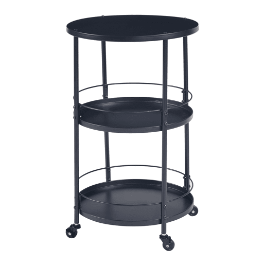 Carro de serviço Munkedal redondasda com 3 prateleiras 75xØ45cm - pret en.casa
