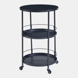 Carro de serviço Munkedal redondasda com 3 prateleiras 75xØ45cm - pret en.casa