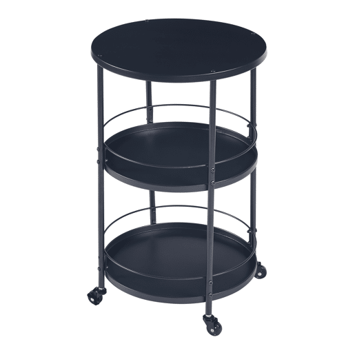 Carro de serviço Munkedal redondasda com 3 prateleiras 75xØ45cm - pret en.casa