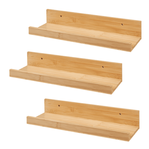 Conjunto de 3 prateleiras flutuantes Gildeskål bamboo 40x13x7cm - Natural en.casa