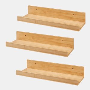 Conjunto de 3 prateleiras flutuantes Gildeskål bamboo 40x13x7cm - Natural en.casa