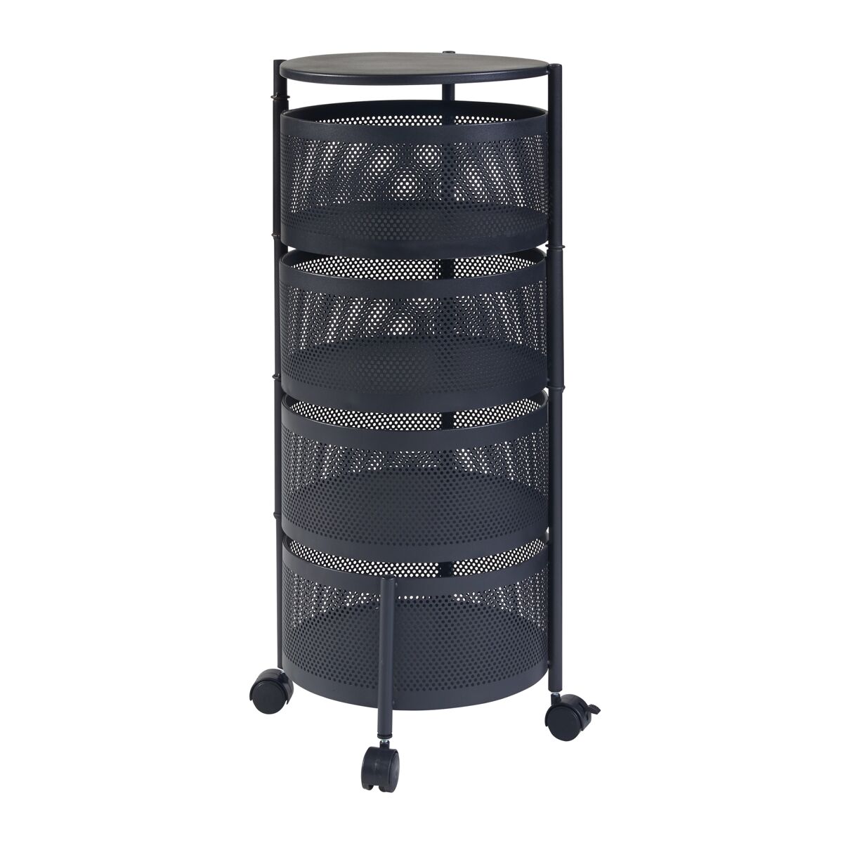 [en.casa] Carrito de cocina Steigen con 4 cestas redondas acero 33 Negro
