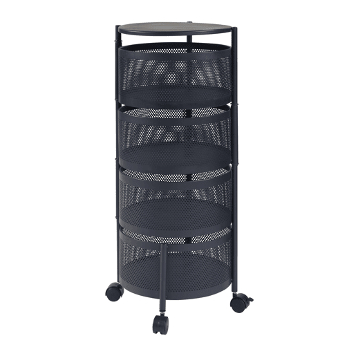 Carro de cozinha Steigen com 4 cestos redondos em aço 75xØ33cm - Preto en.casa