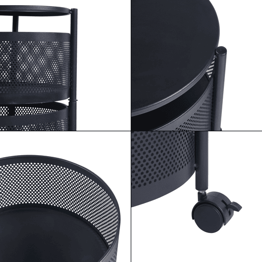 Carro de cozinha Steigen com 4 cestos redondos em aço 75xØ33cm - Preto en.casa