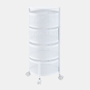 Carro de cozinha Steigen com 4 cestos redondos em aço 75xØ33cm - Branco en.casa
