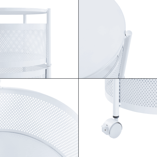 Carro de cozinha Steigen com 4 cestos redondos em aço 75xØ33cm - Branco en.casa