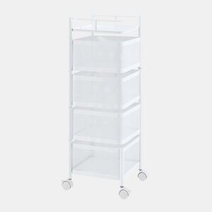 Carro de cozinha Sunndal com 4 cestos em aço 80x27x27cm - Branco en.casa