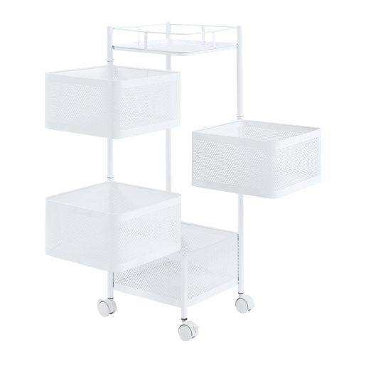 Carro de cozinha Sunndal com 4 cestos em aço 80x27x27cm - Branco en.casa