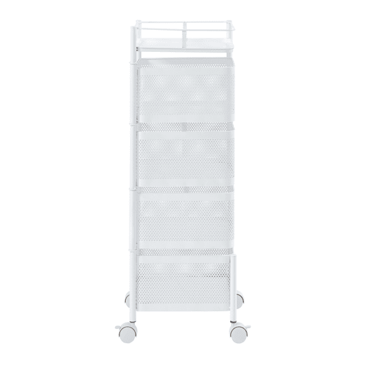 Carro de cozinha Sunndal com 4 cestos em aço 80x27x27cm - Branco en.casa