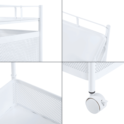 Carro de cozinha Sunndal com 4 cestos em aço 80x27x27cm - Branco en.casa