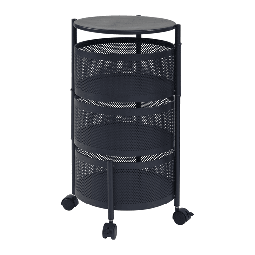 Carro de cozinha Steigen com 3 cestos redondos em aço 60xØ33cm - Preto en.casa