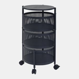 Carro de cozinha Steigen com 3 cestos redondos em aço 60xØ33cm - Preto en.casa