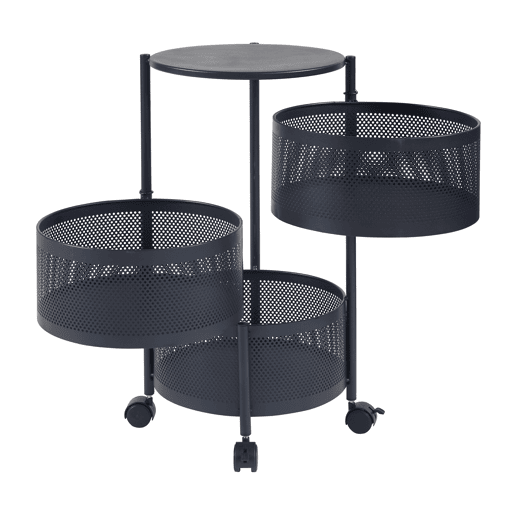 Carro de cozinha Steigen com 3 cestos redondos em aço 60xØ33cm - Preto en.casa