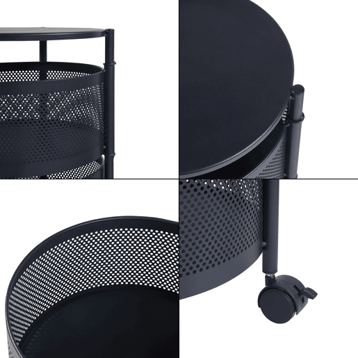 Carro de cozinha Steigen com 3 cestos redondos em aço 60xØ33cm - Preto en.casa