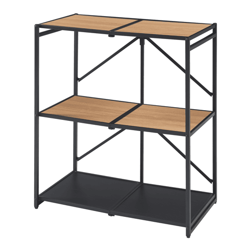 Estante dobrável Telemark 3 níveis Metal MDF 81x68x38cm - PretoCarvalho en.casa