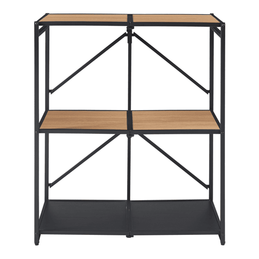 Estante dobrável Telemark 3 níveis Metal MDF 81x68x38cm - PretoCarvalho en.casa