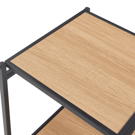 Estante dobrável Telemark 3 níveis Metal MDF 81x68x38cm - PretoCarvalho en.casa
