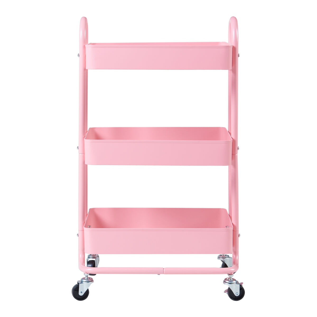 Carro de servicio pyhäntä con 3 cestas acero 79 x 46 x 35 cm - rosa [en.casa]
