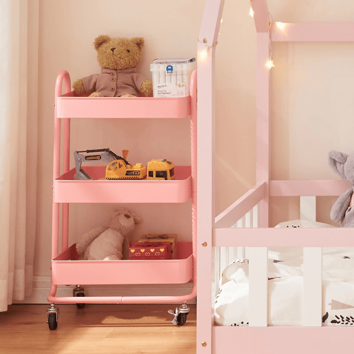 Carrinho de serviço Pyhäntä com 3 cestos em aço 79 x 46 x 35 cm - Rosa en.casa