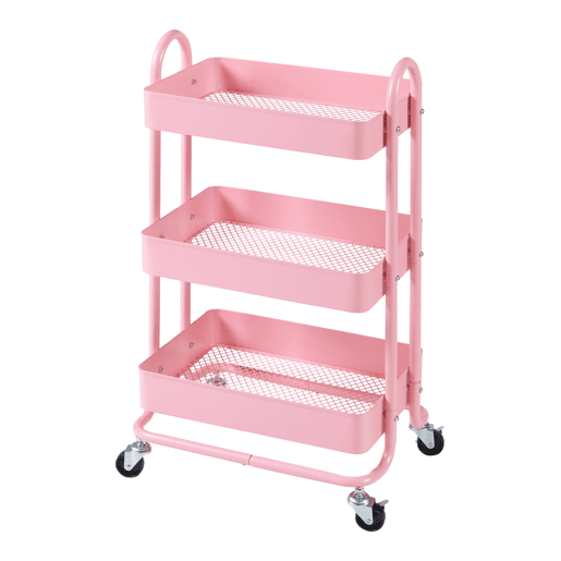 Carrinho de serviço Pyhäntä com 3 cestos em aço 79 x 46 x 35 cm - Rosa en.casa