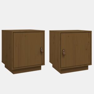 vidaXL Mesas de cabeceira 2 pcs 40x34x45 cm pinho maciço castanho mel