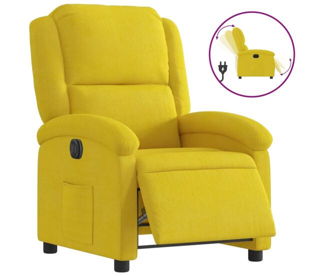 Vidaxl sillón reclinable eléctrico de terciopelo amarillo