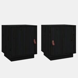 vidaXL Mesas de cabeceira 2 pcs 40x34x45cm madeira pinho maciça preto