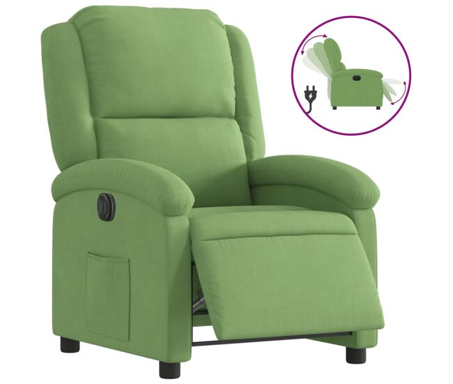 Vidaxl sillón reclinable eléctrico de terciopelo verde claro