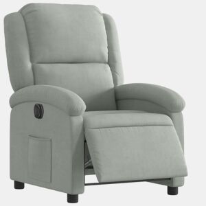 vidaXL Poltrona reclinável elétrica veludo cinzento-claro