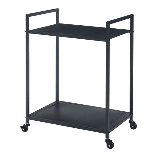 Carrinho de serviço Lesja com 2 prateleiras pega metálica 69x50x36cm - Preto en.casa