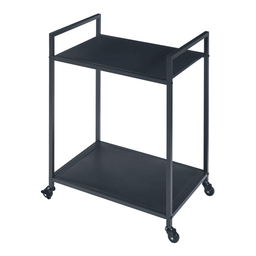 Carrinho de serviço Lesja com 2 prateleiras pega metálica 69x50x36cm - Preto en.casa