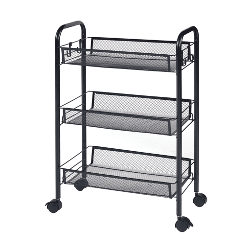Carro de cozinha Tromsø com 3 cestos em aço 63x44x26cm - Preto en.casa