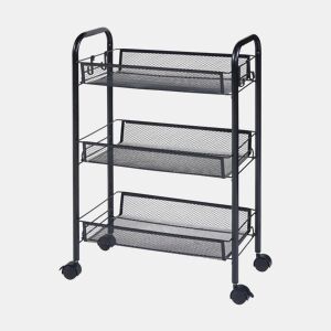 Carro de cozinha Tromsø com 3 cestos em aço 63x44x26cm - Preto en.casa