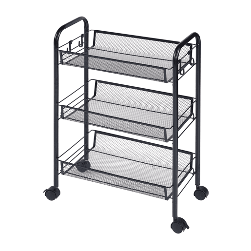 Carro de cozinha Tromsø com 3 cestos em aço 63x44x26cm - Preto en.casa