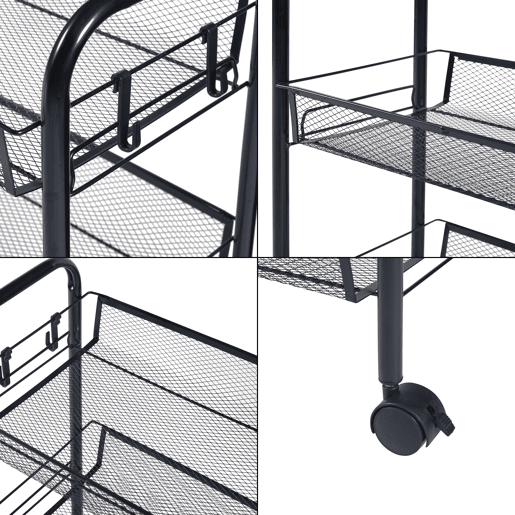Carro de cozinha Tromsø com 3 cestos em aço 63x44x26cm - Preto en.casa