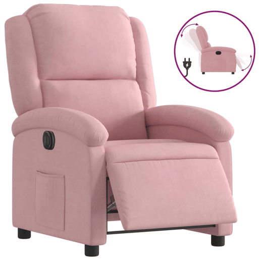 vidaXL Poltrona de massagens reclinável veludo rosa vidaXL Poltrona de massagens reclinável veludo rosa