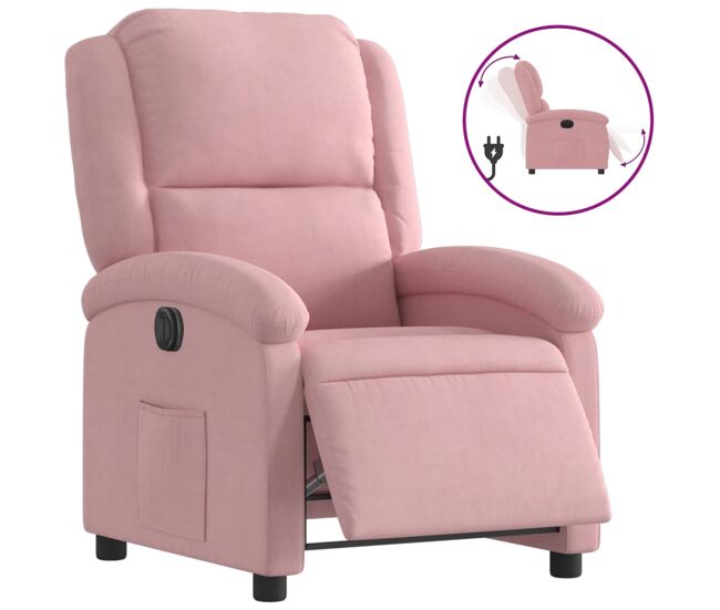 Vidaxl sillón reclinable eléctrico de terciopelo rosa