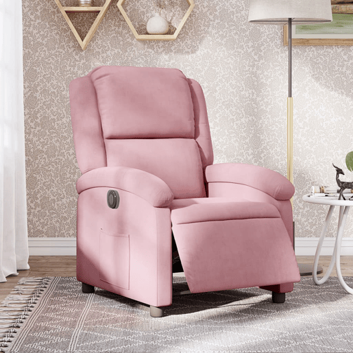 vidaXL Poltrona de massagens reclinável veludo rosa vidaXL Poltrona de massagens reclinável veludo rosa