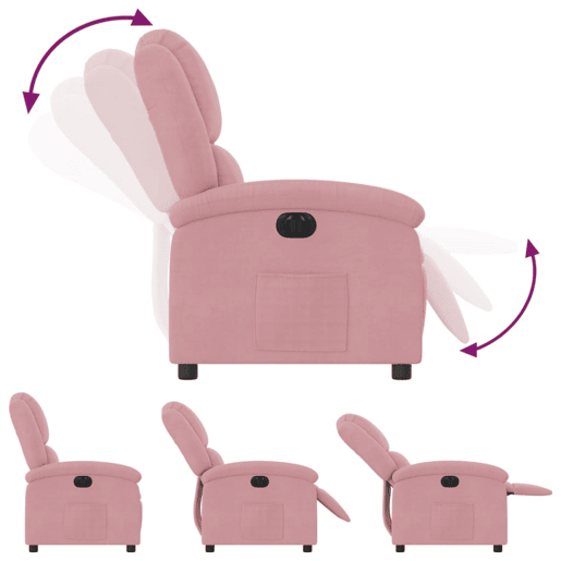 vidaXL Poltrona de massagens reclinável veludo rosa vidaXL Poltrona de massagens reclinável veludo rosa
