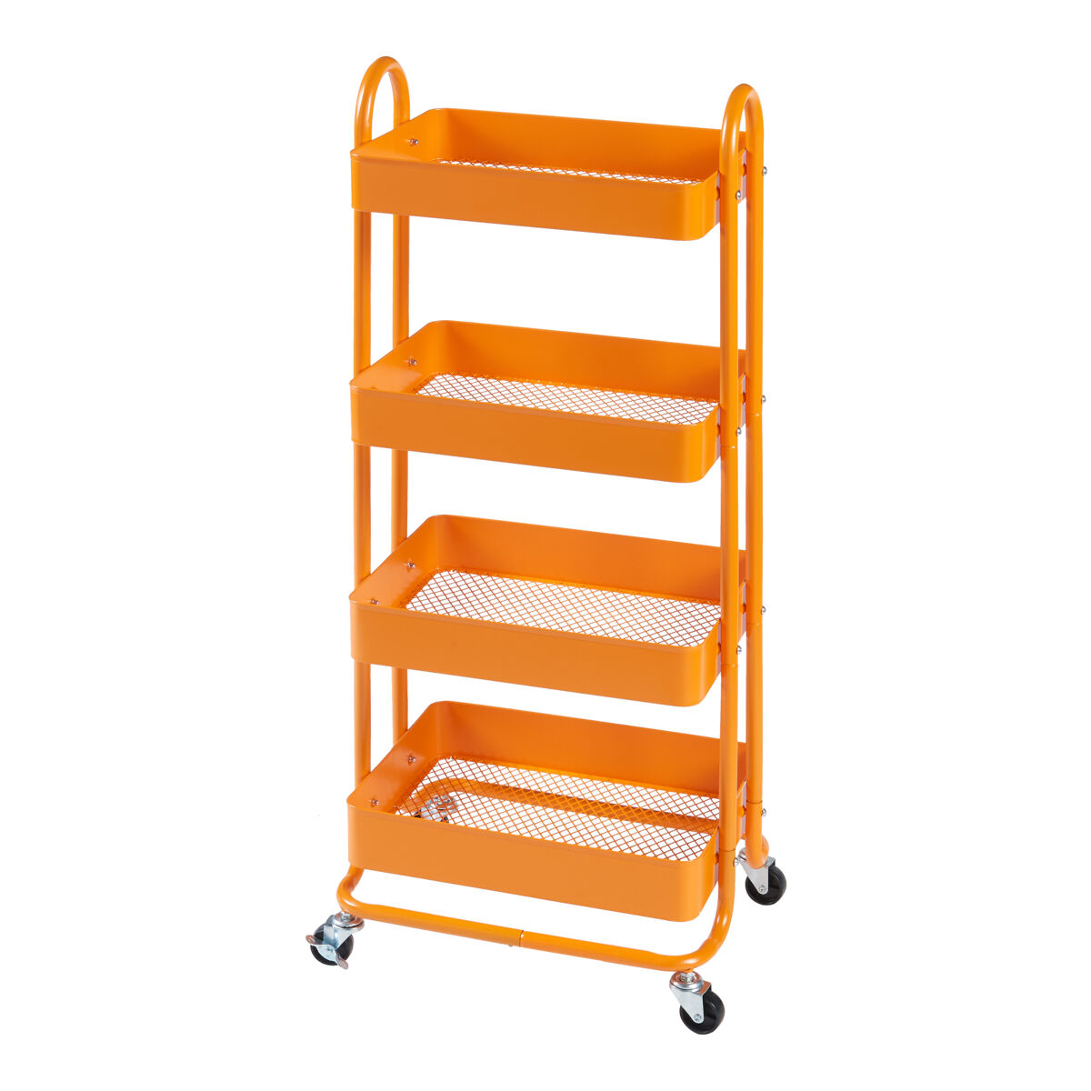 Carro de servicio pyhäntä con 4 cestas acero 104 x 46 x 35 cm - naranja [en.casa]
