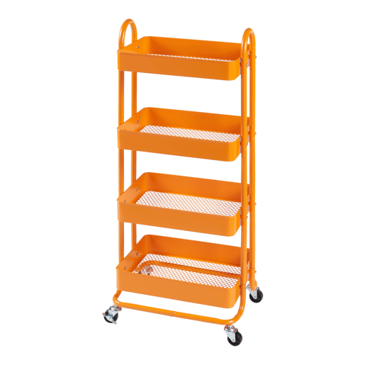 Carrinho de serviço Pyhäntä com 4 cestos em aço 104 x 46 x 35 cm - Laranja en.casa