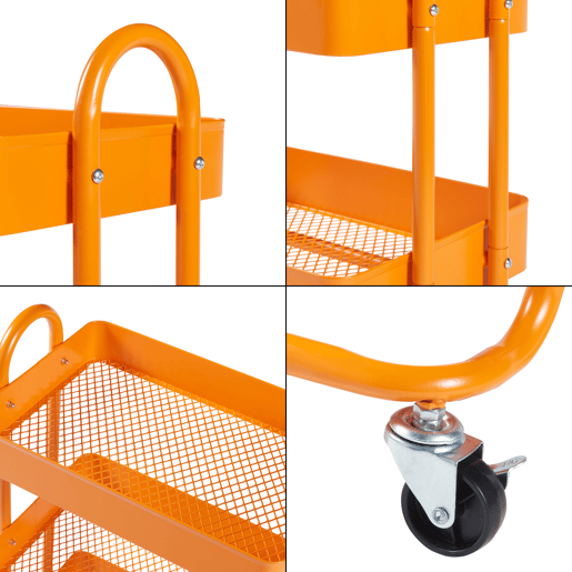 Carrinho de serviço Pyhäntä com 4 cestos em aço 104 x 46 x 35 cm - Laranja en.casa