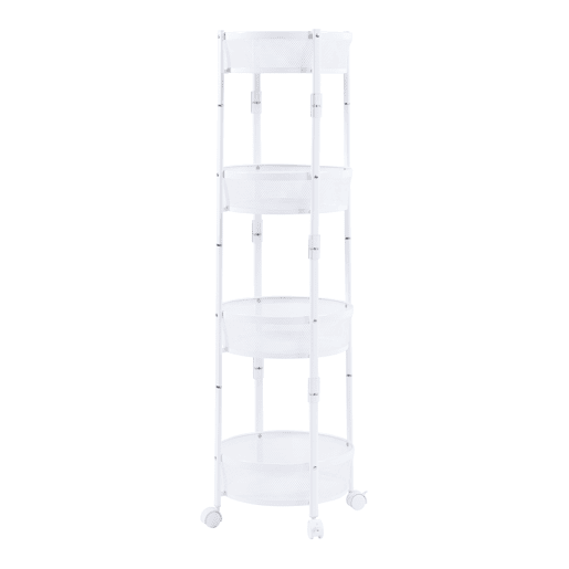 Carrinho de cozinha Sørreisa dobrável com 4 cestos em aço 123xØ38cm - Branco en.casa