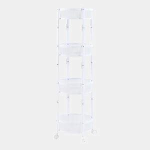 Carrinho de cozinha Sørreisa dobrável com 4 cestos em aço 123xØ38cm - Branco en.casa