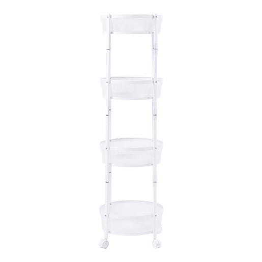 Carrinho de cozinha Sørreisa dobrável com 4 cestos em aço 123xØ38cm - Branco en.casa