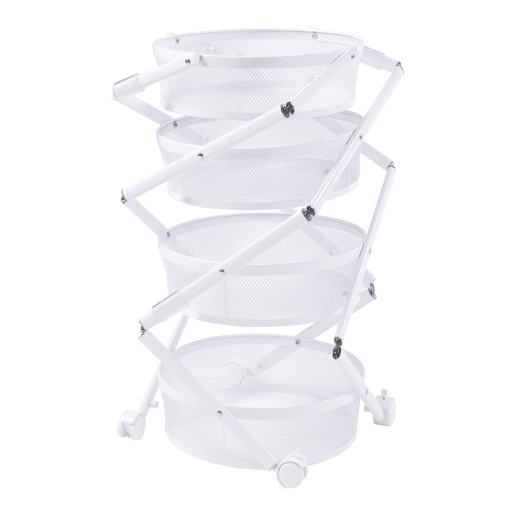 Carrinho de cozinha Sørreisa dobrável com 4 cestos em aço 123xØ38cm - Branco en.casa